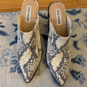 Steve Madden Snakeskin Heeled Mules